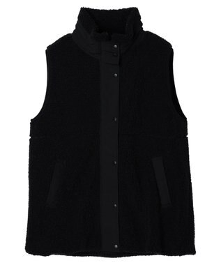 Green Parks ボアミドル丈ベスト Black