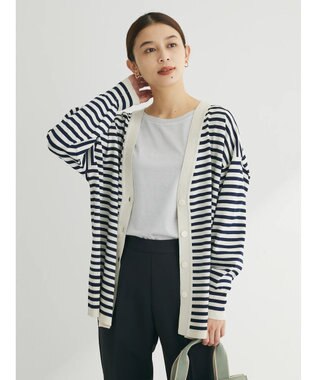 Green Parks 洗える　アソートミドル丈カーディガン Border