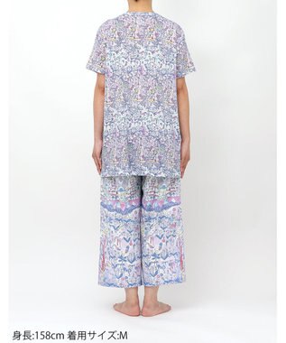 tsumori chisato SLEEP ツモリチサト パジャマ ベア天竺素材(トップス) 綿100%(ボトム) 4分袖 9分丈 レディース UDT113 /ワコール サックス