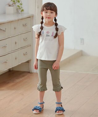 ANY KIDS フリル カプリ パンツ ライトカーキ