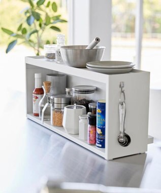 tower 前が開くキッチンカウンター上収納ラック タワー D15 ホワイト ホワイト
