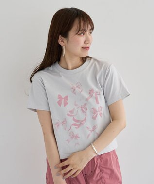 Green Parks ・ＤＯＵＢＬＥ　ＦＬＡＧＳ　リボンｐｔ　ＴＥＥ Light Gray