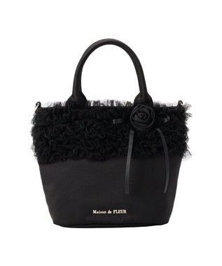 Maison de FLEUR チュールフリルローズ２Ｗａｙバッグ Black