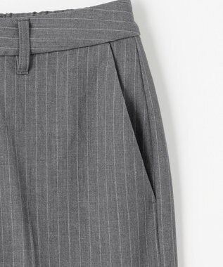 ANY L 【洗濯機可/ウエストゴム/２ＷＡＹストレッチ】ワイドパンツ グレーストライプ