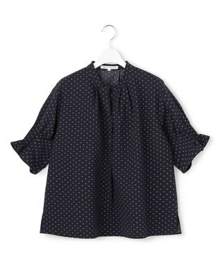 23区 【好評につき追加予約/WEB&一部店舗限定/洗える】ドットプリント サッカー ブラウス