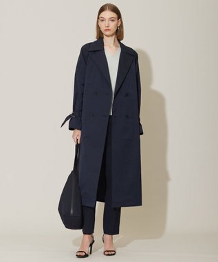 ICB 【撥水加工】 メモリーストレッチタフタ トレンチコート ネイビー系