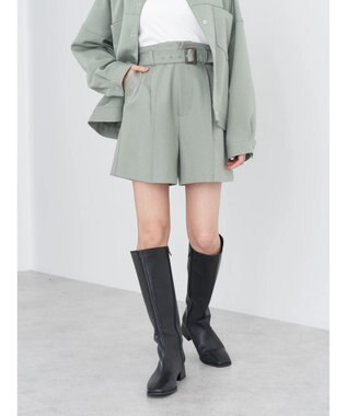 earth music&ecology ベルト付きショートパンツ Khaki