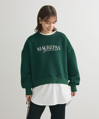 Green Parks ショート丈キルトロゴプルオーバー Green