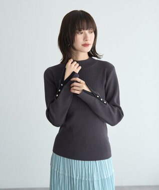 YECCA VECCA 【2点SET】刺繍レースキャミセットハイネックニット Charcoal Gray
