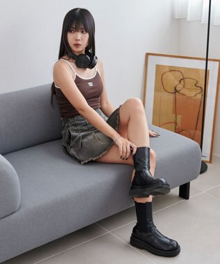 WEGO 【カップ付きインナー】ワンポイント刺繍キャミ ブラウン