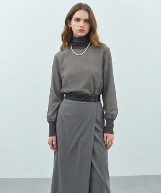BEIGE， MOYE / ニットドッキング ロングスリーブブラウス Charcoal
