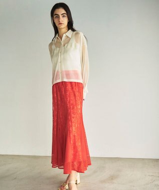 GRACE CONTINENTAL フレア刺繍スカート オレンジ