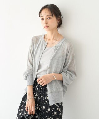 earth music&ecology エッジチュールラメテレコタンクトップ Gray