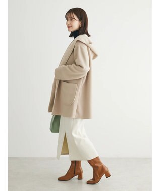 Green Parks ２ｗａｙフード裏ボアミディ丈コーディガン Beige