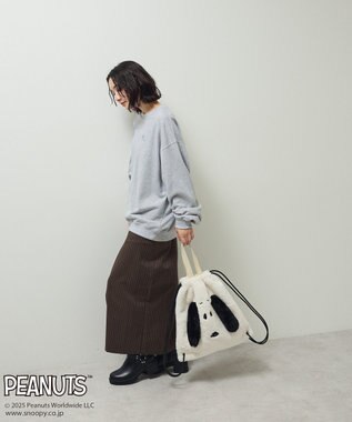 Green Parks ■PEANUTS スヌーピーミニ刺繍スウェット Gray