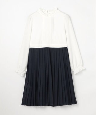 組曲 KIDS 【150-170㎝】グレンチェックジャケット＆プリーツワンピース セット ネイビー×チェック系