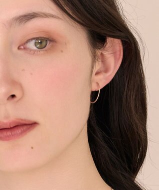 Phoebe 〈痛くないシリーズ/金属アレルギー対応〉ファインスレッドフープライトフィットイヤリング シンプル/フープイヤリング/細い シャンパンゴールド