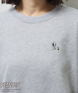 Green Parks ■PEANUTS スヌーピーミニ刺繍スウェット Gray