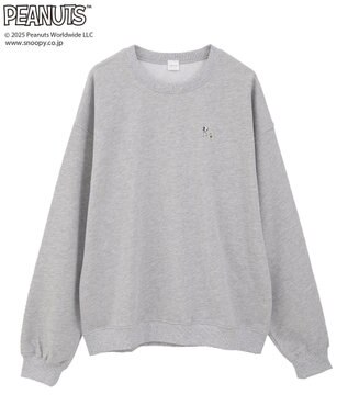 Green Parks ■PEANUTS スヌーピーミニ刺繍スウェット Gray