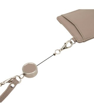 CLATHAS ワッフル リール付きパスケース グレージュ