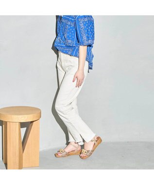 ing <ing>チェーンモチーフアンクルストラップサンダル オークコンビ