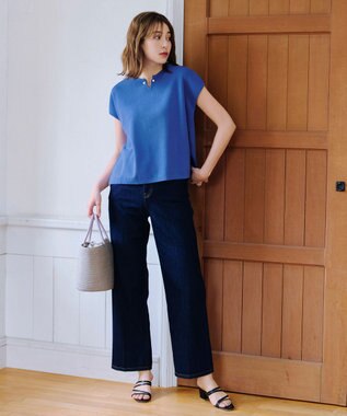 Tiaclasse 【小倉優子さん着用・洗える】フレンチスリーブニットトップス ブルー