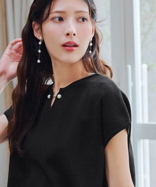 Tiaclasse 【小倉優子さん着用・洗える】フレンチスリーブニットトップス ブラック