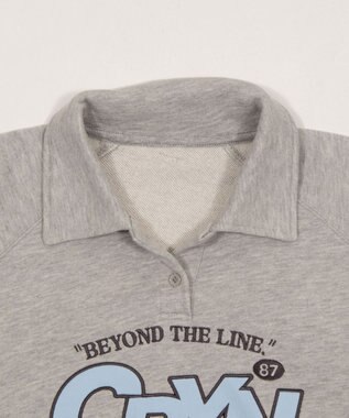 WEGO 襟付きグラフィックショートスウェット 杢グレー