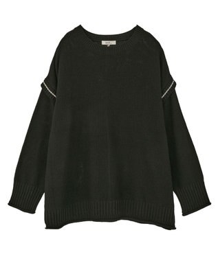 earth music&ecology 【洗濯機洗い可 / 選べる丈】アンチピリングC/A選べる丈配色ニット ブラック