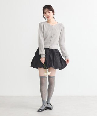 earth music&ecology ミニケーブルコンパクトカーディガン Light Gray