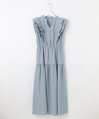 Feroux ショルダーフリルティアード ワンピース スカイブルー系