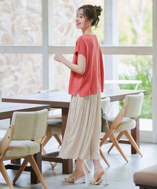 Tiaclasse 【小倉優子さん着用・洗える】フレンチスリーブニットトップス コーラル