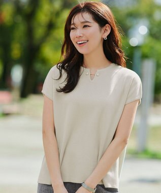 Tiaclasse 【小倉優子さん着用・洗える】フレンチスリーブニットトップス アイボリー
