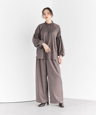 #Newans 【洗濯機可/しわになりにくい】ベリーワイドパンツ モカブラウン