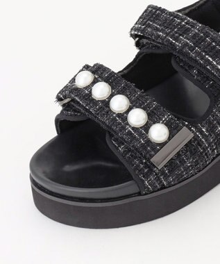 Feroux パールポイントツイード／キルティング サンダル ブラック系9