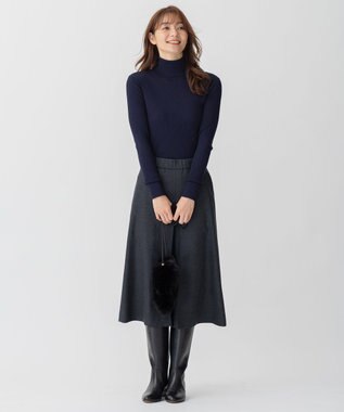 自由区 【洗える】CARIAGGI スーパーエクストラファインメリノ インナーニット ネイビー系