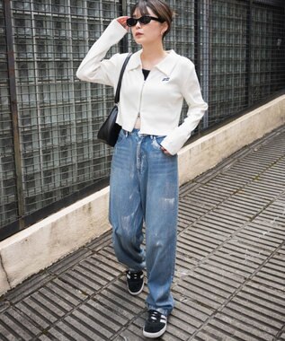 WEGO ヴィンテージウォッシュWZIPトップス ホワイト