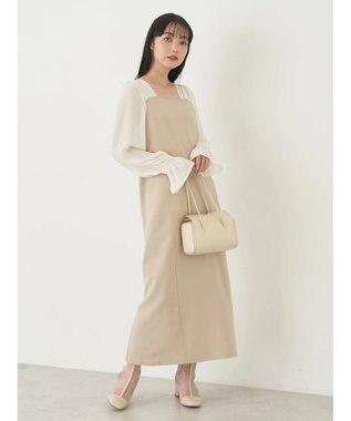 earth music&ecology ショルダードッキングワンピース Beige