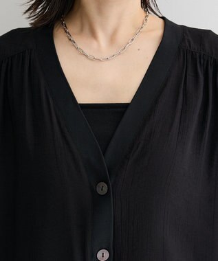 Green Parks フレンチスリーブリブドッキングシャツ Black