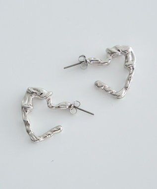 earth music&ecology メタリックハートフープピアス