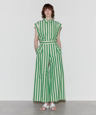 NAVE 【Nave 　洗える】ワイドストライプ ブラウス ライトグリーン系1