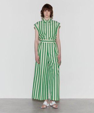 NAVE 【Nave 　洗える】ワイドストライプ ブラウス ライトグリーン系1