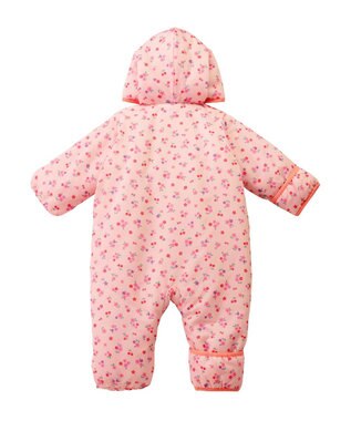 MIKI HOUSE HOT BISCUITS 【70-100cm】 裏ボアフリース 総柄ジャンプスーツ ピンク