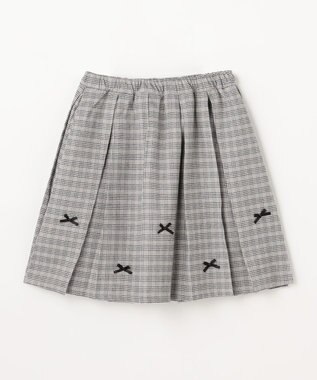 ANY KIDS リボンプリーツスカパン グレー×チェック