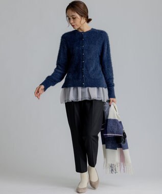 組曲 S 【前後着用可】2WAYナイロンファー ニット ネイビー系