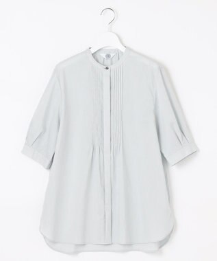 J.PRESS LADIES L 【WEB限定カラーあり・洗える】ラミーポプリン バンドカラー ブラウス ライトグレー系