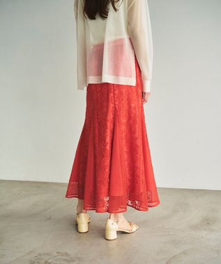 GRACE CONTINENTAL フレア刺繍スカート オレンジ