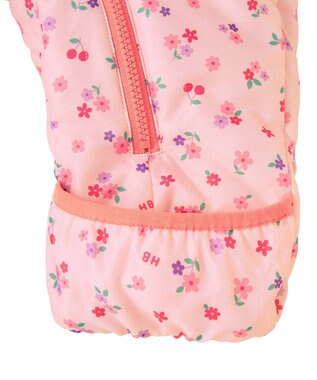 MIKI HOUSE HOT BISCUITS 【70-100cm】 裏ボアフリース 総柄ジャンプスーツ ピンク