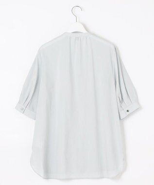 J.PRESS LADIES L 【WEB限定カラーあり・洗える】ラミーポプリン バンドカラー ブラウス ライトグレー系