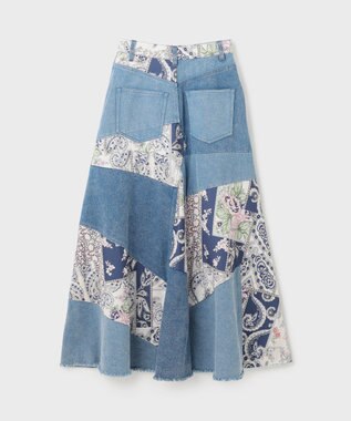 GRACE CONTINENTAL スカーフコンビデニムスカート ネイビー